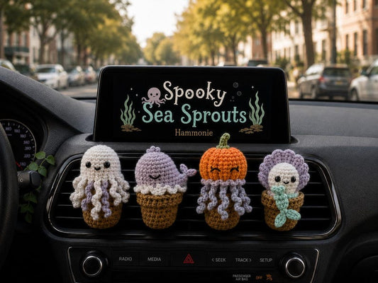 Halloween Spooky Sea Crochet Car Vent Clip, Cute Car Accessories, Car Charm Decor, Halloween Amigurumi Gift