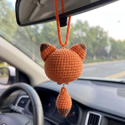 Handmade Crochet Fox Rearview Mirror Charm for Car Lovers