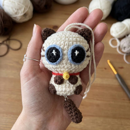 Handmade Crochet Cat Charm for Car Rearview Mirror