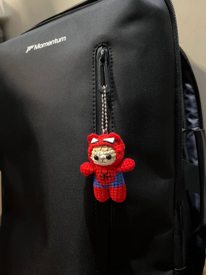 Spider Cat Crochet Keychain – Handmade Amigurumi Kitty Bag Charm, Cat Lover Gift, Backpack Accessory