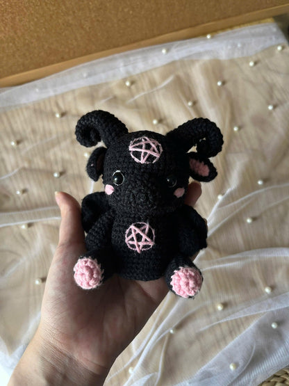 Handmade Gothic Ram Amigurumi — Dark Kawaii Witchy Crochet Plushie