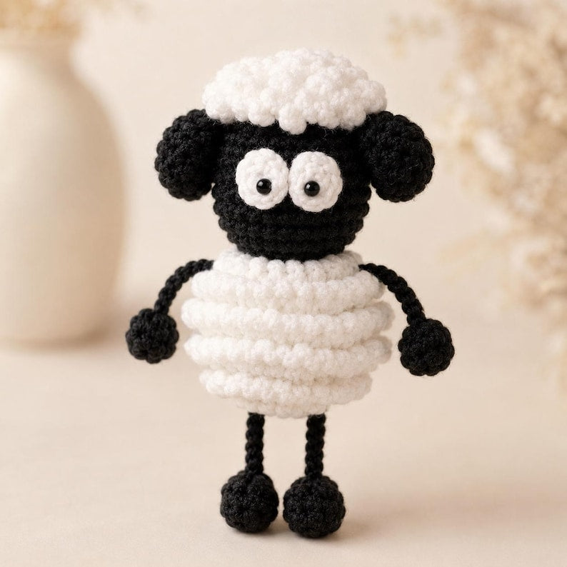 Crochet Black Sheep Charm | Amigurumi Car Mirror Hanger | Cute Handmade Bag Charm | Sheep Gift for Her