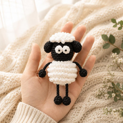 Crochet Black Sheep Charm | Amigurumi Car Mirror Hanger | Cute Handmade Bag Charm | Sheep Gift for Her
