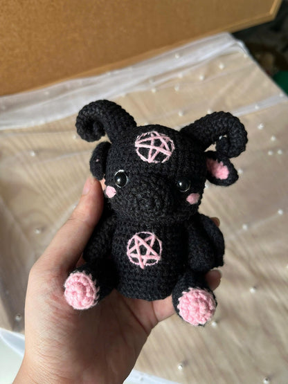 Handmade Gothic Ram Amigurumi — Dark Kawaii Witchy Crochet Plushie