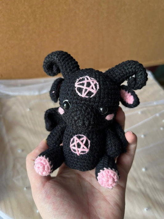 Handmade Gothic Ram Amigurumi — Dark Kawaii Witchy Crochet Plushie