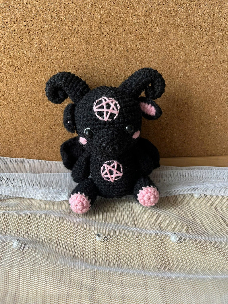Handmade Gothic Ram Amigurumi — Dark Kawaii Witchy Crochet Plushie