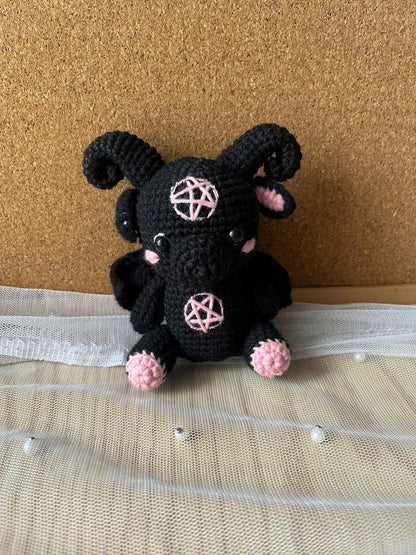 Handmade Gothic Ram Amigurumi — Dark Kawaii Witchy Crochet Plushie