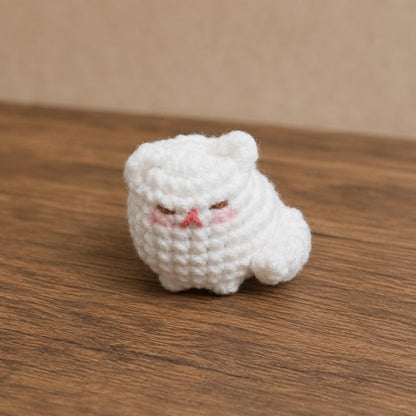 Crochet Mini Cat Keychain - Chubby Amigurumi Kitty Plush, Bag Charm, Gift for Cat Lovers