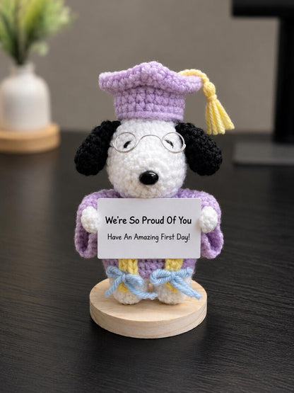 Custom Message Positive Crochet Plush | Back to School Motivational Gift from Parents, Encouraging Student Keychain