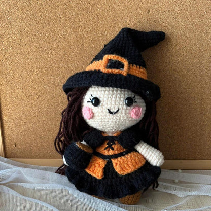 Handmade Kawaii Witch Crochet Doll for Halloween