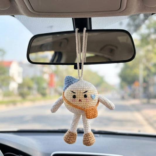 Crochet Ball Car Hanging, Amigurumi Rearview Mirror Charm, Cute Plush Ball Car Decor
