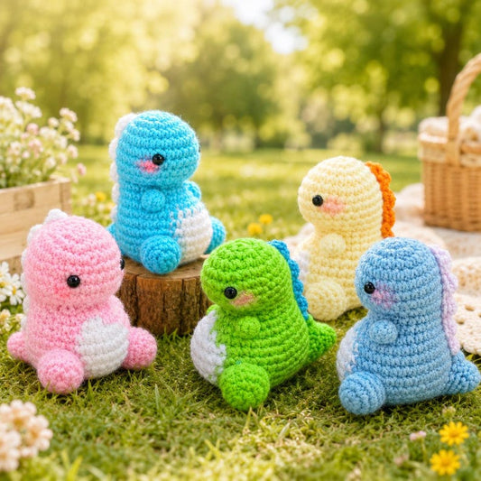 Crochet Dinosaur Plush, Amigurumi Dino Toy, Kawaii Desk Pet, Cute T-Rex Stuffed Animal, Nursery Room Decor, Baby Shower Gift, Handmade Toy