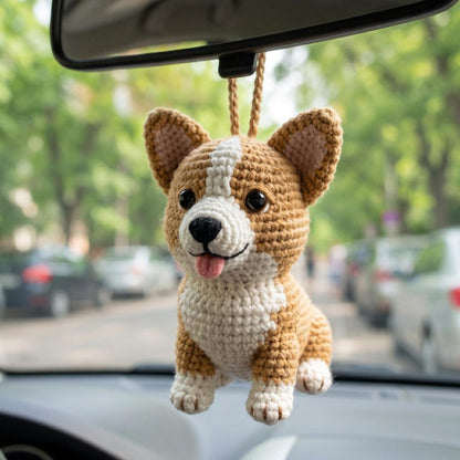 Custom Pet Crochet Car Hanging, Personalized Dog Rearview Mirror Charm