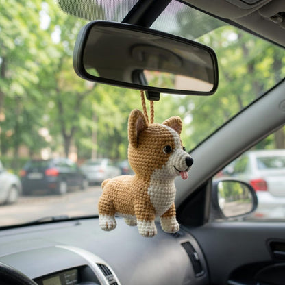 Custom Pet Crochet Car Hanging, Personalized Dog Rearview Mirror Charm