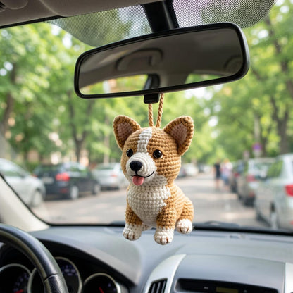 Custom Pet Crochet Car Hanging, Personalized Dog Rearview Mirror Charm