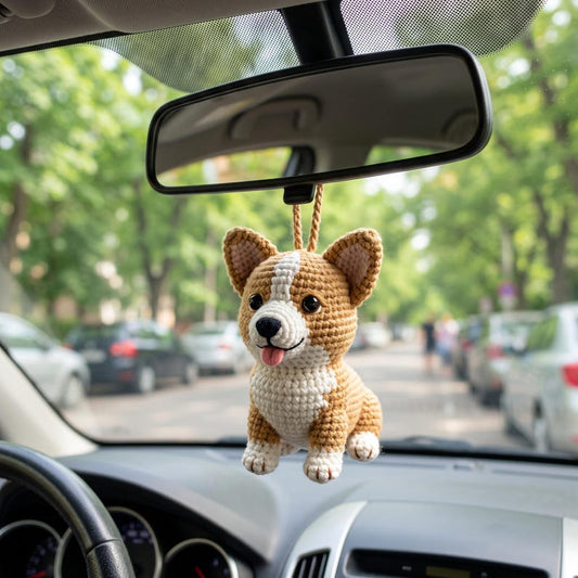 Custom Pet Crochet Car Hanging, Personalized Dog Rearview Mirror Charm
