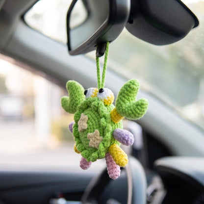 Handmade Kawaii Crochet Crab Rearview Mirror Charm for Car
