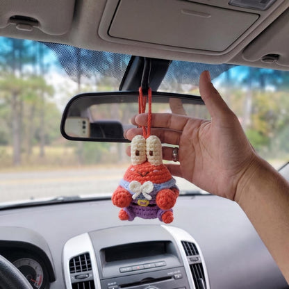 Handmade Mr Krabs Crochet Car Charm for SpongeBob Fans