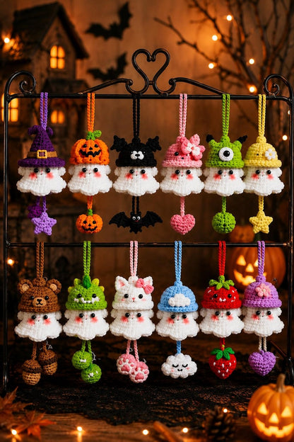 Halloween 2026 Crochet Ghost Car Charm, Handmade Mirror Accessory, Cute Spooky Car Decor, Amigurumi Ghost Hanging, Handmade Amigurumi Ghost