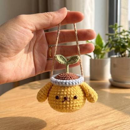 Crochet Animal Plant Car Hanging, Handmade Rearview Mirror Charm
