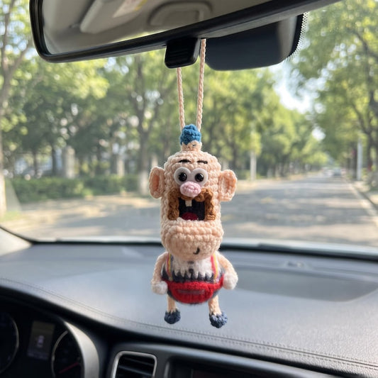 Funny Dad Crochet Car Hanging, Handmade Dad Car Charm