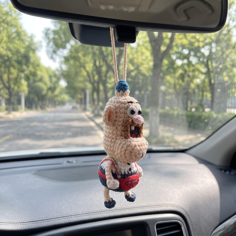 Funny Dad Crochet Car Hanging, Handmade Dad Car Charm