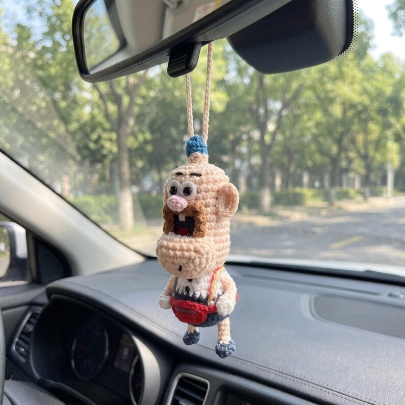 Funny Dad Crochet Car Hanging, Handmade Dad Car Charm