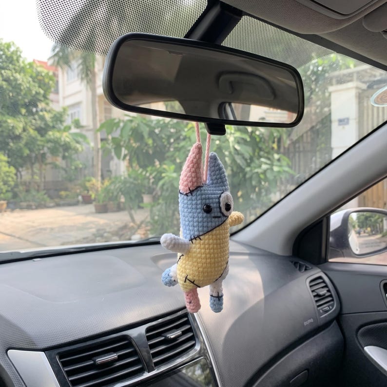 Nong Nao Crochet Car Hanging, Handmade Funny Car Mirror Charm