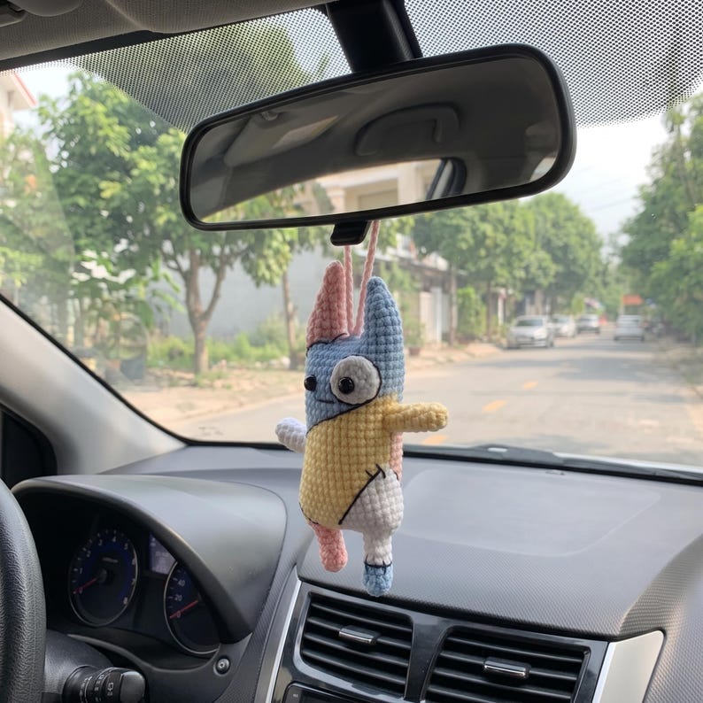 Nong Nao Crochet Car Hanging, Handmade Funny Car Mirror Charm