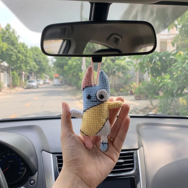 Nong Nao Crochet Car Hanging, Handmade Funny Car Mirror Charm