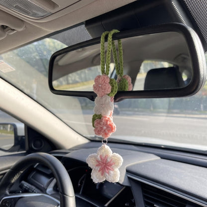 Handmade Crochet Flower Charm for Car Rearview Mirror