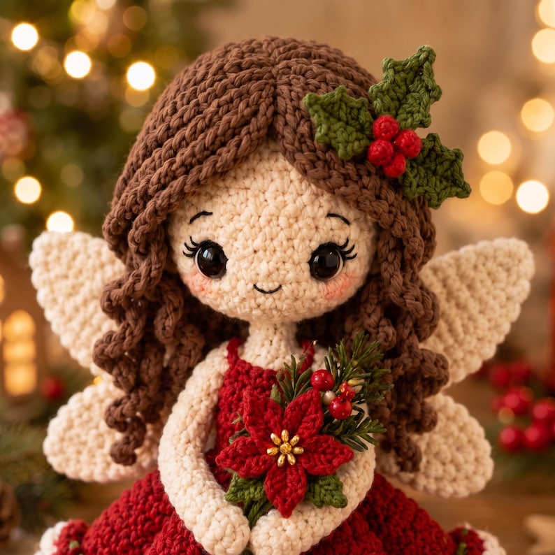 Custom Christmas Fairy Doll, Personalized Crochet Doll, Handmade Amigurumi Fairy, Gift for Her, Holiday Keepsake, Christmas Gift