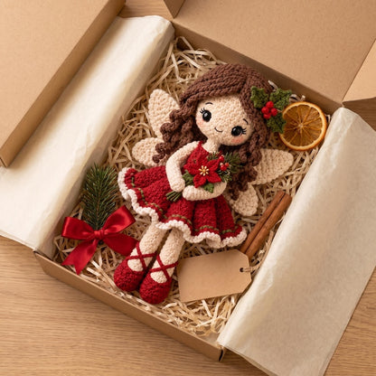 Custom Christmas Fairy Doll, Personalized Crochet Doll, Handmade Amigurumi Fairy, Gift for Her, Holiday Keepsake, Christmas Gift