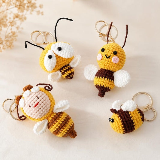Cute Crochet Bee Keychain | Mini Amigurumi Bumblebee Charm | Handmade Gift for Friends
