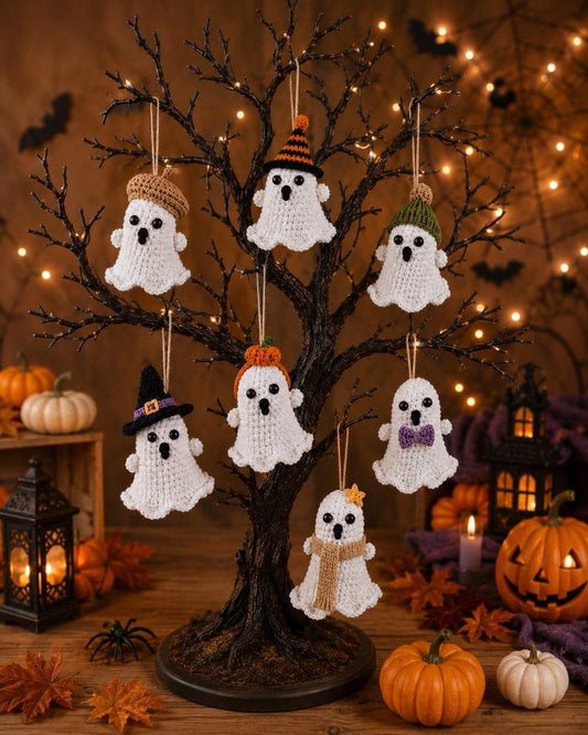 Halloween Crochet Ghost Ornament, Handmade Ghost Hanging Decor, Cute Spooky Amigurumi Ghost, Halloween Tree Decoration, Fall Halloween Gift