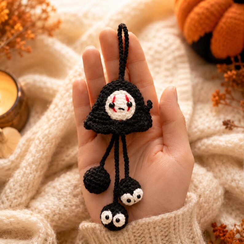 Handmade Crochet Ghost Hanger | Cute Halloween Car Decor | Spooky Amigurumi Gift