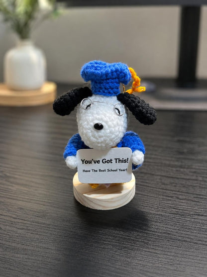 Custom Message Positive Crochet Plush | Back to School Motivational Gift from Parents, Encouraging Student Keychain