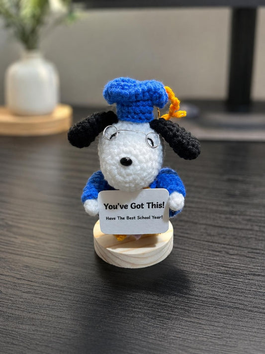 Custom Message Positive Crochet Plush | Back to School Motivational Gift from Parents, Encouraging Student Keychain
