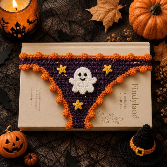 Halloween Crochet Bikini Bookmark, Ghost Pumpkin Book Sleeve, Handmade Gothic Book Accessory, Spooky Reader Gift, Fall Book Lover