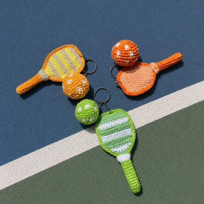 Crochet Pickleball Keychain | Paddle & Ball Amigurumi Bag Charm, Pickleball Bag Tag, Gift for Pickleball lover
