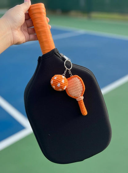 Crochet Pickleball Keychain | Paddle & Ball Amigurumi Bag Charm, Pickleball Bag Tag, Gift for Pickleball lover