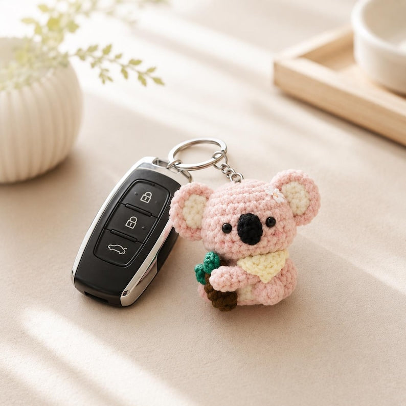 Mini Koala Plush Keychain | Handmade Crochet Backpack Charm | Cute Gift for Her, Teens and Animal Lovers