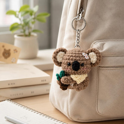 Mini Koala Plush Keychain | Handmade Crochet Backpack Charm | Cute Gift for Her, Teens and Animal Lovers