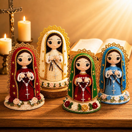 Virgin Mary Crochet Doll, Our Lady of Guadalupe Amigurumi, Catholic Gift, Religious Decor, Mother Mary Plush, First Communion Baptism Gift