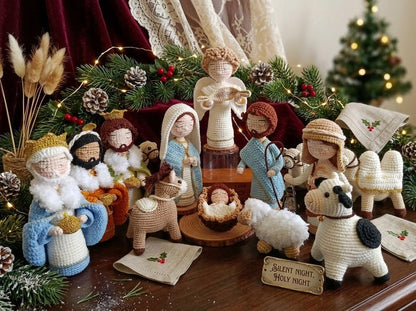 Crochet Nativity Scene Set, Christmas Amigurumi Holy Family Doll, Handmade Jesus Birth Decor, Christian Christmas Gift, Bible Story Figurine