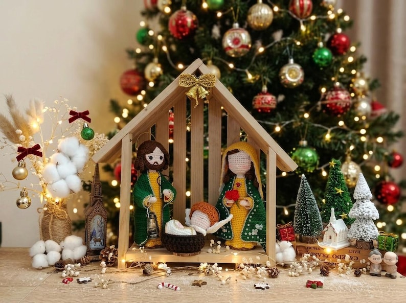 Crochet Nativity Set, Handmade Holy Family Doll, Christmas Amigurumi Scene, Jesus Birth Decoration, Christian Christmas Gift