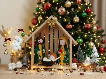 Crochet Nativity Set, Handmade Holy Family Doll, Christmas Amigurumi Scene, Jesus Birth Decoration, Christian Christmas Gift