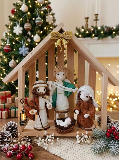 Crochet Nativity Scene Set, Handmade Christmas Nativity Dolls, Amigurumi Holy Family Decor, Christian Christmas Gift, Crochet Manger Set
