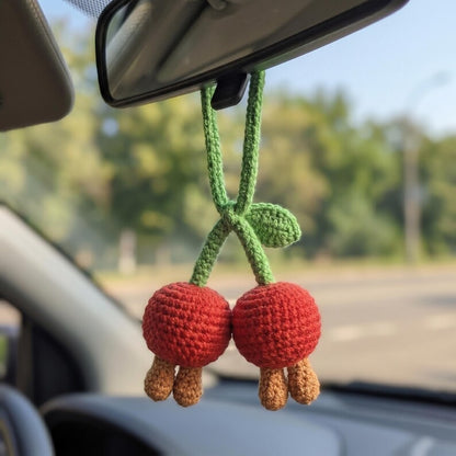 Handmade Crochet Butterfly Car Mirror Charm with Lily of the Valley Flowers