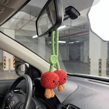 Handmade Crochet Butterfly Car Mirror Charm with Lily of the Valley Flowers